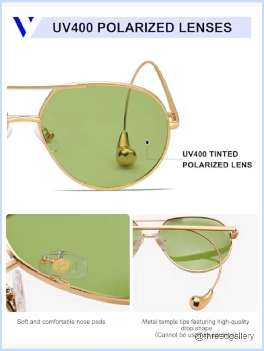 Oversized Aviator Sunglasses Polarized Metal Frame Pilot Shades Retro